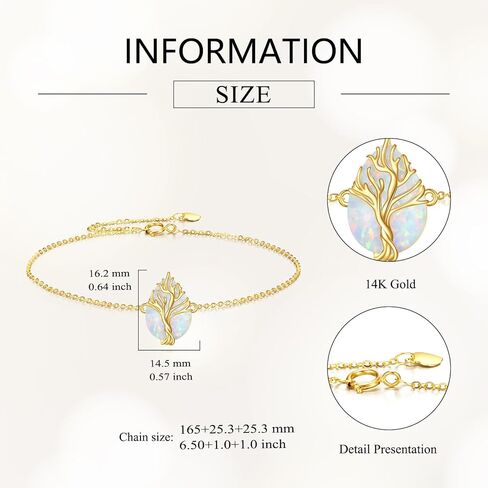 DOVRAN 14K الصلبة الذهب شجرة الحياة سوار للنساء الذهب الأصفر الحقيقي سوار من الزمرد مجوهرات هدايا عيد ميلاد للزوجة أمي in Saudi Arabia