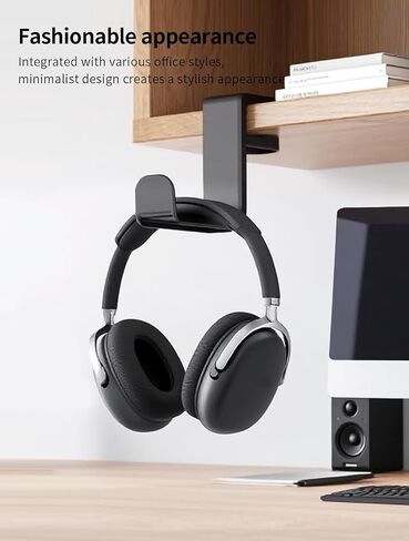 Headphone Hook，Under Desk Headphone Holder，PC Gaming Headset Holder，With 360 Degree Swivel & Cable Clip Organizer (black) in Saudi Arabia