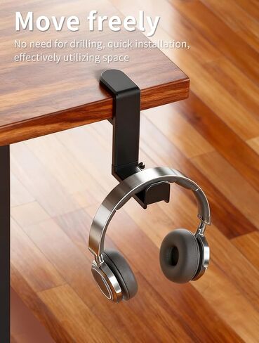 Headphone Hook，Under Desk Headphone Holder，PC Gaming Headset Holder，With 360 Degree Swivel & Cable Clip Organizer (black) in Saudi Arabia