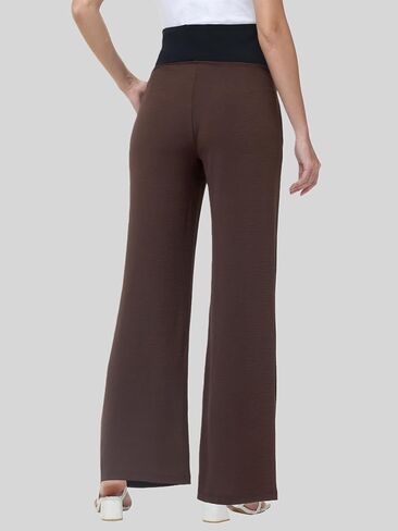 سراويل الحمل النسائية واسعة الساق عالية الخصر كاجوال Palazzo Beach Pants مريحة للحمل in Kuwait