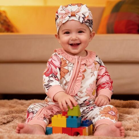 AMAWMW Preemie Newborn Baby Girl Clothes Long Sleeve Ruffle Romper Coming Home Outfit Infant Fall Winter Outfits in Saudi Arabia