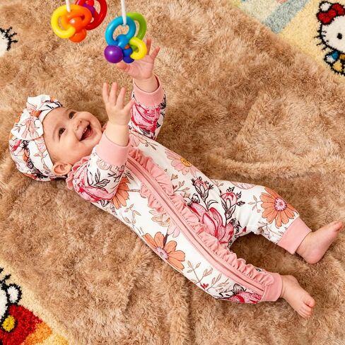 AMAWMW Preemie Newborn Baby Girl Clothes Long Sleeve Ruffle Romper Coming Home Outfit Infant Fall Winter Outfits in Saudi Arabia