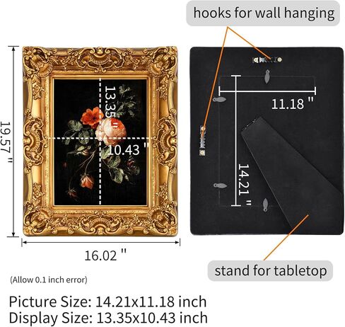 6X8 Vintage Picture Frame, Ornate Gold Baroque Antique Style with Glass Front, 6 X 8 Photo Frame for Tabletop Wall Hanging Display in Kuwait