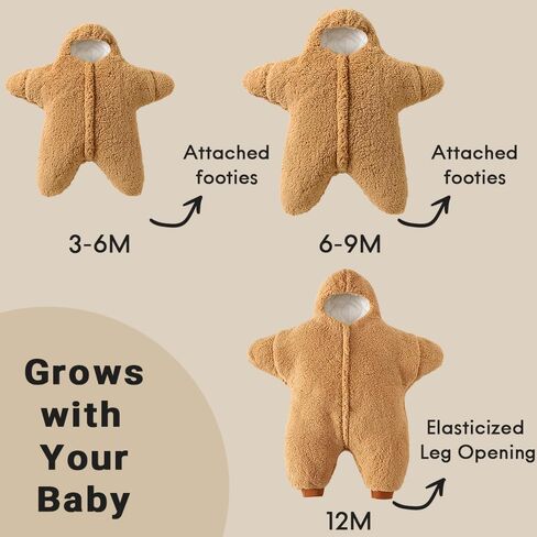 BINIDUCKLING Baby Bunting Suit Starfish Outfit for Fall & Winter Fleece Pramsuit 3-12 Months in Saudi Arabia