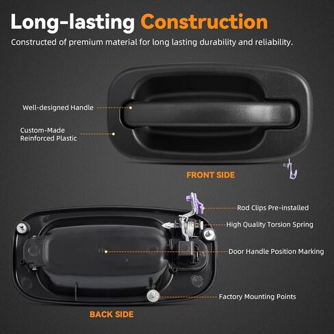 DEAL AUTO ELECTRIC PARTS Exterior Door Handle Replacement Kit, Rear Passenger Right Side, Compatible with 99-07 Chevy Silverado Avalanche Suburban Tahoe GMC Sierra Yukon Cadillac Escalade, 15107656 in Saudi Arabia