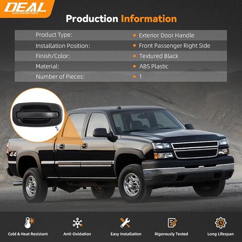 DEAL AUTO ELECTRIC PARTS Exterior Door Handle Replacement Kit, Rear Passenger Right Side, Compatible with 99-07 Chevy Silverado Avalanche Suburban Tahoe GMC Sierra Yukon Cadillac Escalade, 15107656 in Saudi Arabia