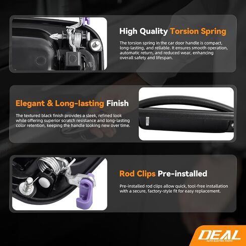 DEAL AUTO ELECTRIC PARTS Exterior Door Handle Replacement Kit, Rear Passenger Right Side, Compatible with 99-07 Chevy Silverado Avalanche Suburban Tahoe GMC Sierra Yukon Cadillac Escalade, 15107656 in Saudi Arabia