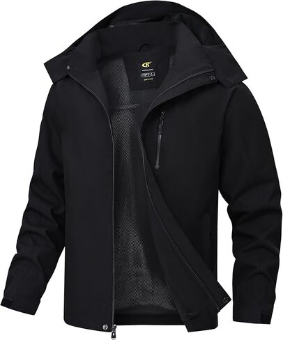 YuKaiChen Mens Rain Jacket Waterproof with Hooded Hiking Coat Lightweight Windbreaker in Kuwait