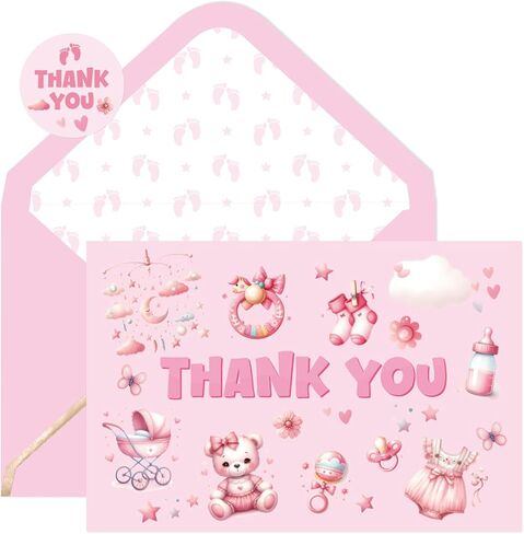 ceiba tree Baby Shower Thank You Cards with Envelopes & Stickers for Boy Party Appreciation Blue 24 Packs 4x6 Inch Blank inside in Saudi Arabia