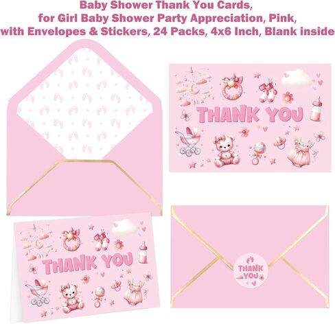 ceiba tree Baby Shower Thank You Cards with Envelopes & Stickers for Boy Party Appreciation Blue 24 Packs 4x6 Inch Blank inside in Saudi Arabia