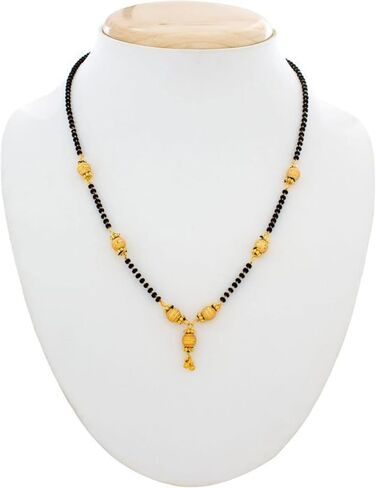 JewarHaat Indian Gold Plated Mangalsutra Ad Cz 6 Stones Black Crystal Chain Pendant Fashion Jewelry for Women (Style-1) in Saudi Arabia