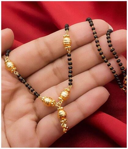 JewarHaat Indian Gold Plated Mangalsutra Ad Cz 6 Stones Black Crystal Chain Pendant Fashion Jewelry for Women (Style-1) in Saudi Arabia