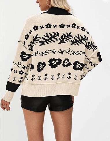 yoeasy Womens Cardigans Sweater Color Block Trendy Fall Long Sleeve Button Down Cardigan Loose Open Front Knit Sweater Coats in Saudi Arabia