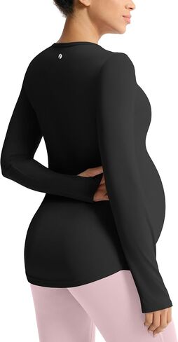 قمصان Mama Land طويلة الأكمام للحوامل - قمصان علوية ناعمة أساسية للحمل برقبة دائرية للتمرين الرياضي واليوجا ملابس غير رسمية in Saudi Arabia