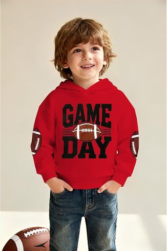 Toddler Baby Boy Football Hoodie Sweatshirt Kids Game Day Football Outfit Long Sleeve Sport Fans Casual Pullover in Saudi Arabia