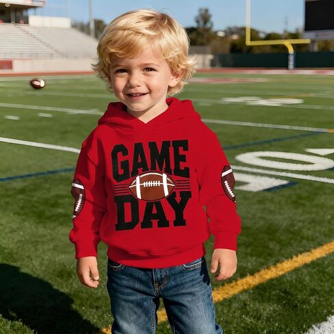 Toddler Baby Boy Football Hoodie Sweatshirt Kids Game Day Football Outfit Long Sleeve Sport Fans Casual Pullover in Saudi Arabia
