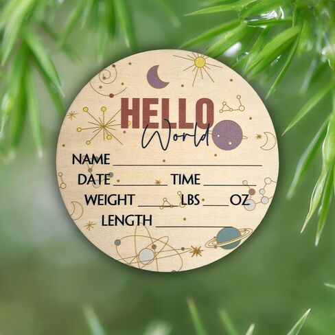 لافتة Hello World Newborn مقاس 6 بوصات - لافتة إعلان الطفل للمستشفى - لافتة ترحيب بالطفل - لوحة إعلان للطفل الجديد - لافتة إعلان الولادة - علامة اسم حديث الولادة - مثالية لوصول الطفل (مساحة 1) in Kuwait