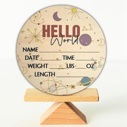 لافتة Hello World Newborn مقاس 6 بوصات - لافتة إعلان الطفل للمستشفى - لافتة ترحيب بالطفل - لوحة إعلان للطفل الجديد - لافتة إعلان الولادة - علامة اسم حديث الولادة - مثالية لوصول الطفل (مساحة 1) in Kuwait