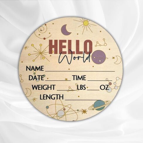 لافتة Hello World Newborn مقاس 6 بوصات - لافتة إعلان الطفل للمستشفى - لافتة ترحيب بالطفل - لوحة إعلان للطفل الجديد - لافتة إعلان الولادة - علامة اسم حديث الولادة - مثالية لوصول الطفل (مساحة 1) in Kuwait