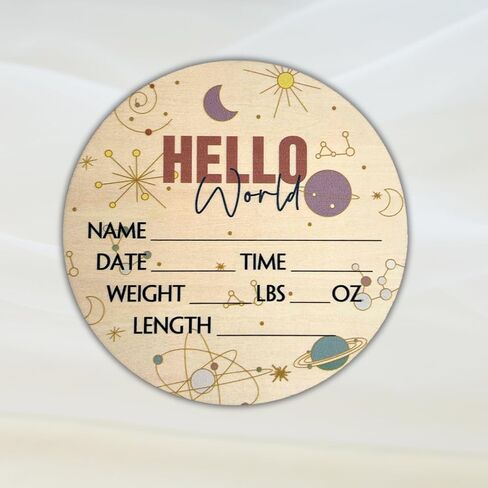 لافتة Hello World Newborn مقاس 6 بوصات - لافتة إعلان الطفل للمستشفى - لافتة ترحيب بالطفل - لوحة إعلان للطفل الجديد - لافتة إعلان الولادة - علامة اسم حديث الولادة - مثالية لوصول الطفل (مساحة 1) in Kuwait