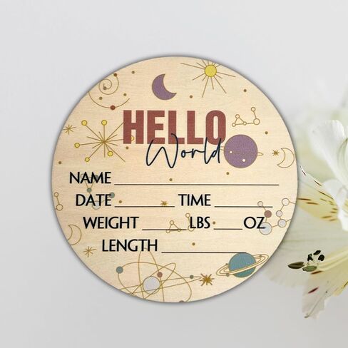 لافتة Hello World Newborn مقاس 6 بوصات - لافتة إعلان الطفل للمستشفى - لافتة ترحيب بالطفل - لوحة إعلان للطفل الجديد - لافتة إعلان الولادة - علامة اسم حديث الولادة - مثالية لوصول الطفل (مساحة 1) in Kuwait