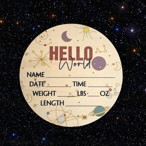 لافتة Hello World Newborn مقاس 6 بوصات - لافتة إعلان الطفل للمستشفى - لافتة ترحيب بالطفل - لوحة إعلان للطفل الجديد - لافتة إعلان الولادة - علامة اسم حديث الولادة - مثالية لوصول الطفل (مساحة 1) in Kuwait