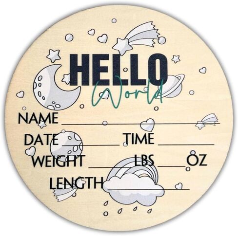 لافتة Hello World Newborn مقاس 6 بوصات - لافتة إعلان الطفل للمستشفى - لافتة ترحيب بالطفل - لوحة إعلان للطفل الجديد - لافتة إعلان الولادة - علامة اسم حديث الولادة - مثالية لوصول الطفل (مساحة 1) in Saudi Arabia