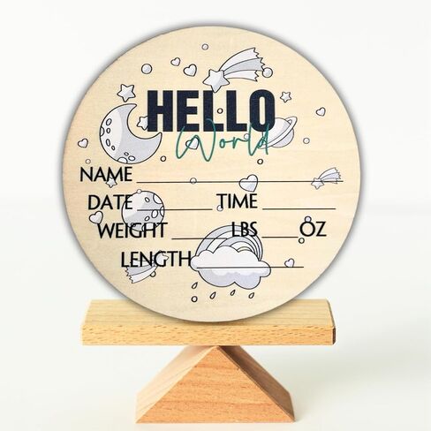 لافتة Hello World Newborn مقاس 6 بوصات - لافتة إعلان الطفل للمستشفى - لافتة ترحيب بالطفل - لوحة إعلان للطفل الجديد - لافتة إعلان الولادة - علامة اسم حديث الولادة - مثالية لوصول الطفل (مساحة 1) in Saudi Arabia