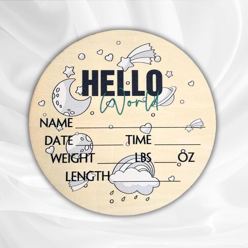 لافتة Hello World Newborn مقاس 6 بوصات - لافتة إعلان الطفل للمستشفى - لافتة ترحيب بالطفل - لوحة إعلان للطفل الجديد - لافتة إعلان الولادة - علامة اسم حديث الولادة - مثالية لوصول الطفل (مساحة 1) in Saudi Arabia