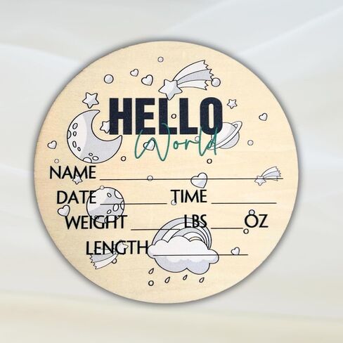 لافتة Hello World Newborn مقاس 6 بوصات - لافتة إعلان الطفل للمستشفى - لافتة ترحيب بالطفل - لوحة إعلان للطفل الجديد - لافتة إعلان الولادة - علامة اسم حديث الولادة - مثالية لوصول الطفل (مساحة 1) in Saudi Arabia