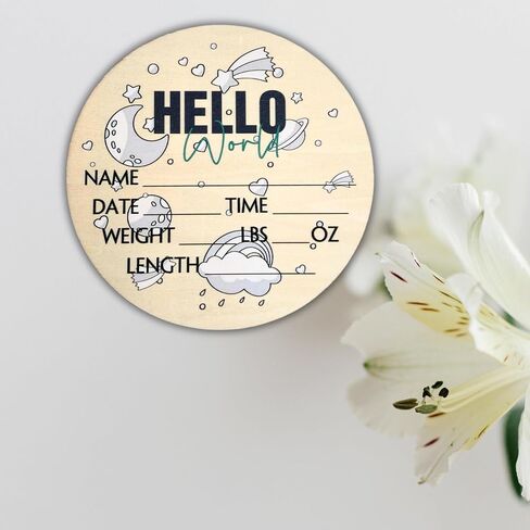 لافتة Hello World Newborn مقاس 6 بوصات - لافتة إعلان الطفل للمستشفى - لافتة ترحيب بالطفل - لوحة إعلان للطفل الجديد - لافتة إعلان الولادة - علامة اسم حديث الولادة - مثالية لوصول الطفل (مساحة 1) in Saudi Arabia