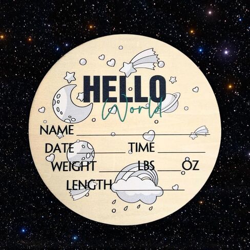 لافتة Hello World Newborn مقاس 6 بوصات - لافتة إعلان الطفل للمستشفى - لافتة ترحيب بالطفل - لوحة إعلان للطفل الجديد - لافتة إعلان الولادة - علامة اسم حديث الولادة - مثالية لوصول الطفل (مساحة 1) in Saudi Arabia