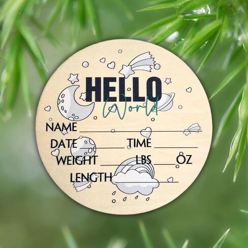 لافتة Hello World Newborn مقاس 6 بوصات - لافتة إعلان الطفل للمستشفى - لافتة ترحيب بالطفل - لوحة إعلان للطفل الجديد - لافتة إعلان الولادة - علامة اسم حديث الولادة - مثالية لوصول الطفل (مساحة 1) in Saudi Arabia