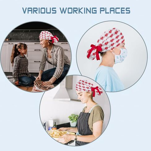 Nurse Scrub Caps for Women - Adjustable Ponytail Hat with Sweatband & Scrunchie | with Button Working Cap for Nurses in Saudi Arabia