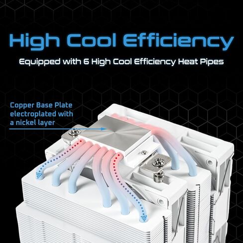 Kingcool Iron Wind 120 Argb Cpu Air Coolor ، 6 أنابيب حرارة وأبراج مزدوجة ، عشاق PWM مزدوجة 120 مم ، 1800 دورة في الدقيقة ، إضاءة ARGB ، مبرد الكمبيوتر لـ AMD AM4 AM5/ Intel LGA 1851/1700 ، Black in Kuwait