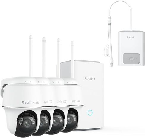 REOLINK Home Hub مع حزمة 4X Argus PT Ultra مع حزمة بطارية - 4K كاميرا أمان تعمل بالطاقة الشمسية في الهواء الطلق، نظام كاميرا تخزين محلي مشفر، إمالة 360 درجة، كشف ذكي، بدون رسوم شهرية in Saudi Arabia
