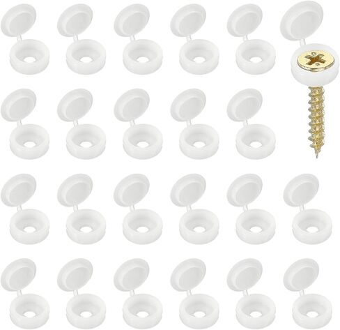 Screw Snap Covers, Plastic Hinged Screw Cover Caps Shutter Screws Fold Snap Washer- Fitting for (Windows - Railings - Home Furniture - Cabinets) 4 mm & 100 Pack & Beige in Saudi Arabia
