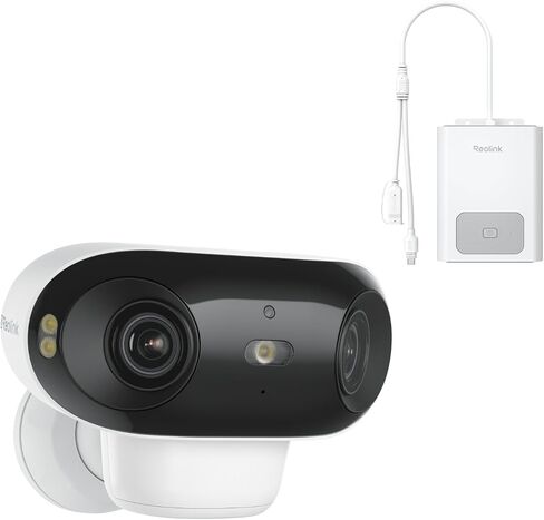 REOLINK Argus 4 Pro Bundle with Battery Pack-4K Solar Security Cameras Wireless Outdoor, 180° Dual-Lens 8MP Camera for Home Security, ColorX Night Vision, Smart People/Vehicle/Animal Detection, No Sub in Saudi Arabia