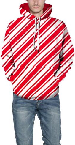 Ainuno Unisex Christmas Hoodie for Men Couples Funny Holiday Hooded Sweatshirt in Kuwait