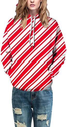 Ainuno Unisex Christmas Hoodie for Men Couples Funny Holiday Hooded Sweatshirt in Kuwait