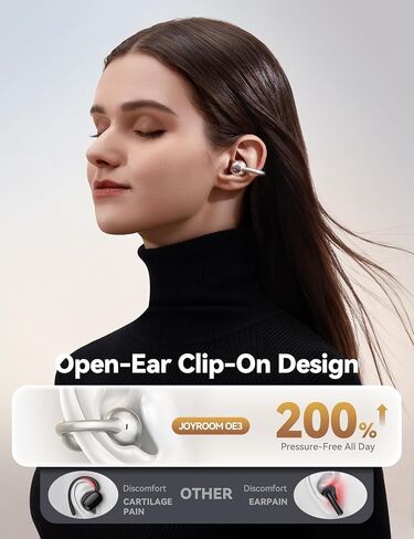 Joyroom OE3 Clip-on Open Open Open Earbuds ، Light Light 4.9g Headphones with Omnitap Control ، التعرف التلقائي L-R ، صوت غامرة ، ملاءمة مريحة للاستخدام اليومي والتدريبات in Saudi Arabia