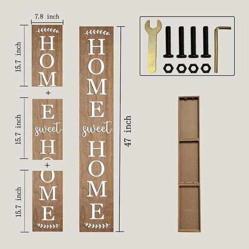 Home Sweet Home Wooden Porch Sign Vertical Hanging Decorations Welcome Sign Front Door Standing Decorative Sign 47x7.8Inch Plaques for Outside Yard Decor (Wood White) in Saudi Arabia