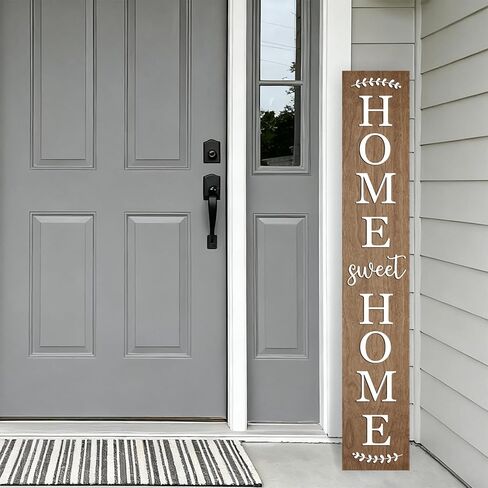 Home Sweet Home Wooden Porch Sign Vertical Hanging Decorations Welcome Sign Front Door Standing Decorative Sign 47x7.8Inch Plaques for Outside Yard Decor (Wood White) in Saudi Arabia