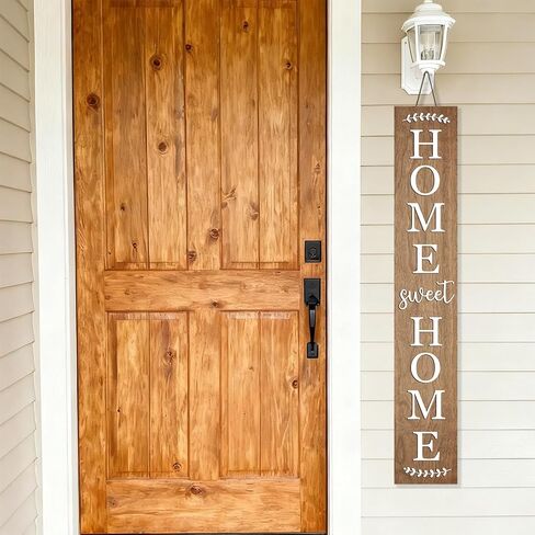 Home Sweet Home Wooden Porch Sign Vertical Hanging Decorations Welcome Sign Front Door Standing Decorative Sign 47x7.8Inch Plaques for Outside Yard Decor (Wood White) in Saudi Arabia