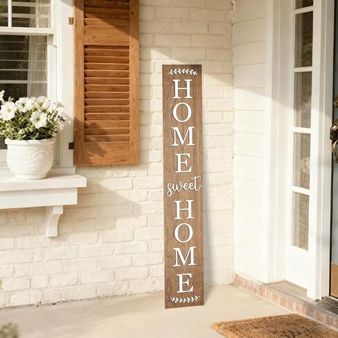 Home Sweet Home Wooden Porch Sign Vertical Hanging Decorations Welcome Sign Front Door Standing Decorative Sign 47x7.8Inch Plaques for Outside Yard Decor (Wood White) in Saudi Arabia
