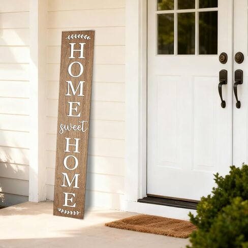 Home Sweet Home Wooden Porch Sign Vertical Hanging Decorations Welcome Sign Front Door Standing Decorative Sign 47x7.8Inch Plaques for Outside Yard Decor (Wood White) in Saudi Arabia