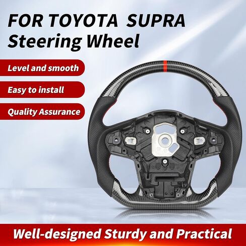 Full Leather Steering Wheel for Toyota SUPRA 2018-2024 D-Shaped Flat Bottom Equipped With Anti Slip Grooves Red Positioning Line Steering Wheel in Kuwait