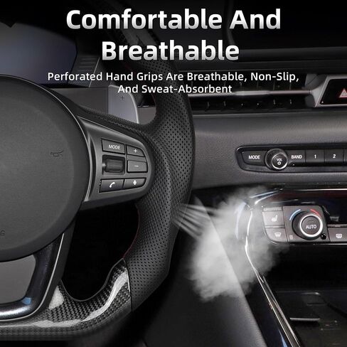 Full Leather Steering Wheel for Toyota SUPRA 2018-2024 D-Shaped Flat Bottom Equipped With Anti Slip Grooves Red Positioning Line Steering Wheel in Kuwait