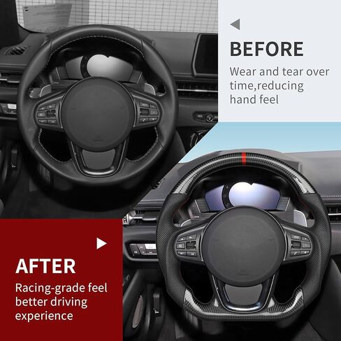 Full Leather Steering Wheel for Toyota SUPRA 2018-2024 D-Shaped Flat Bottom Equipped With Anti Slip Grooves Red Positioning Line Steering Wheel in Kuwait