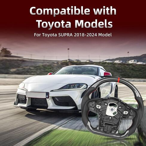 Full Leather Steering Wheel for Toyota SUPRA 2018-2024 D-Shaped Flat Bottom Equipped With Anti Slip Grooves Red Positioning Line Steering Wheel in Kuwait